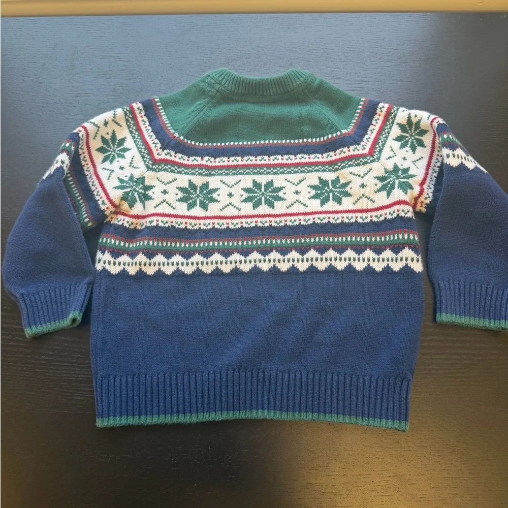 Gymboree Green & Navy Fair Isle Crewneck Sweater